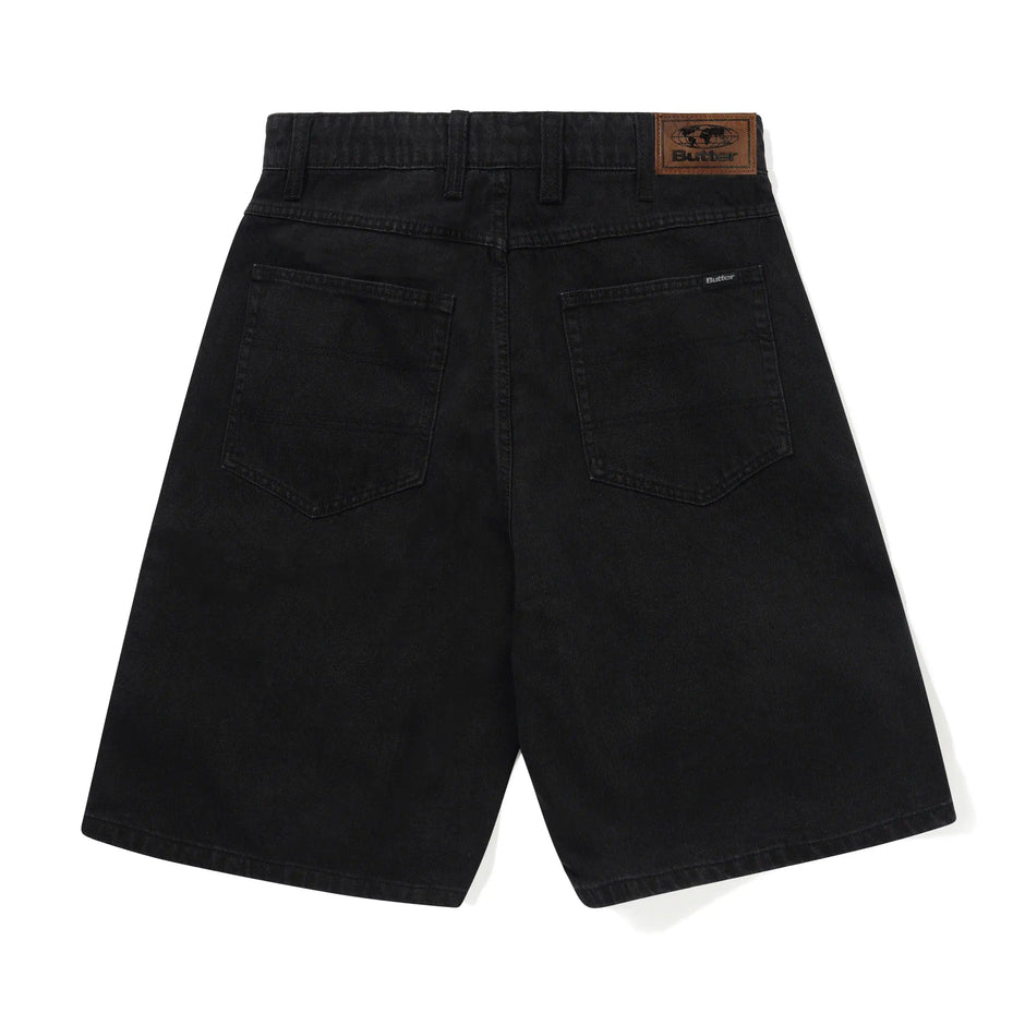Butter Goods Baggy Denim Shorts — Flat Black