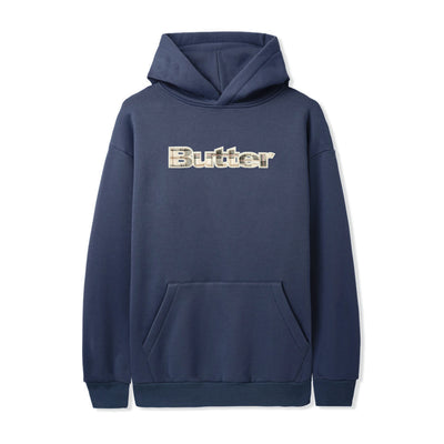 Plaid Applique Pullover Hoodie Black