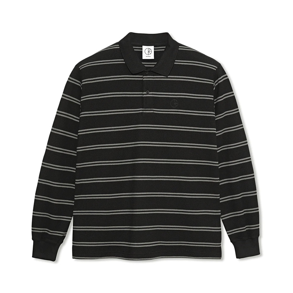 Polar Skate Co Stripe Long Sleeve Polo Shirt Dark Teal Beyond
