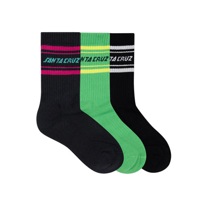 Multi Split Strip Crew Socks - 3 Pack (Youth)