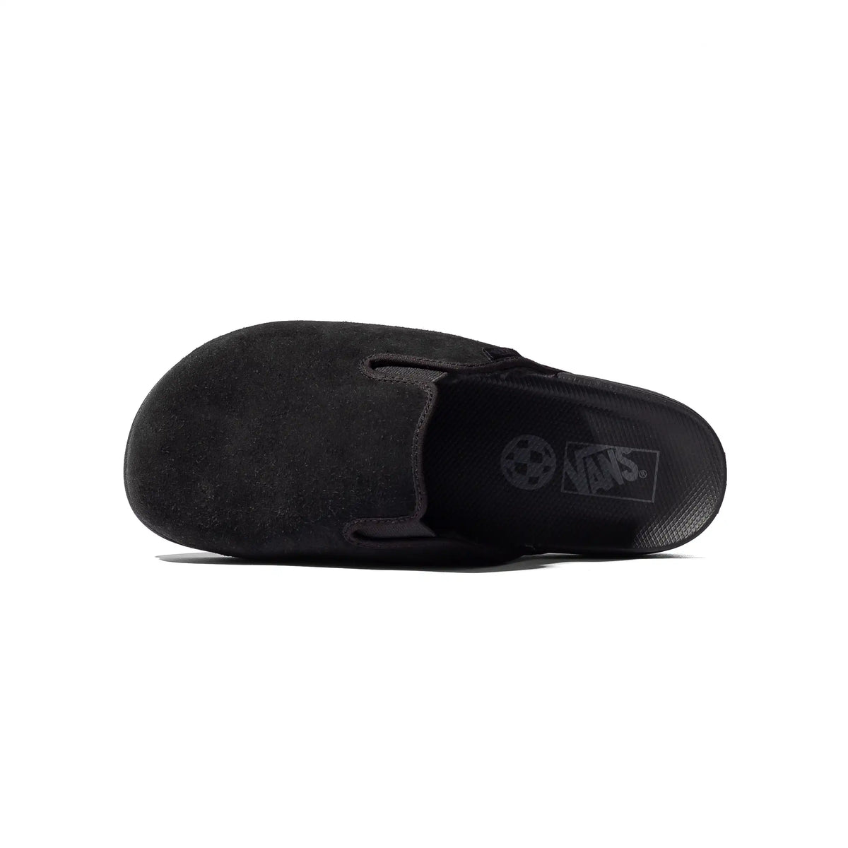 Vans MTE Harbor Mule VR3 in Black, top view showing the black upper and branded footbed.