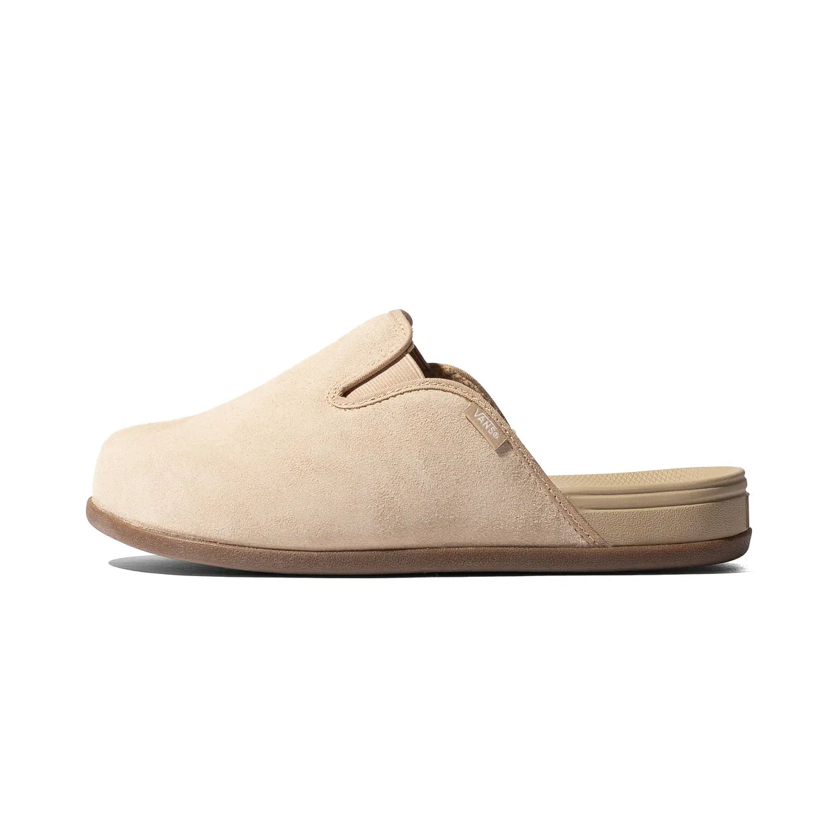 Vans MTE Harbor Mule VR3 in Khaki, side view showing the tan closed toe and open heel.