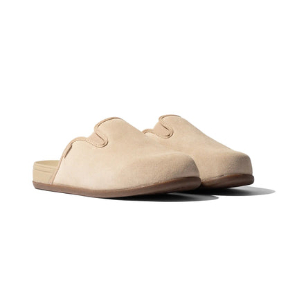 Vans MTE Harbor Mule VR3 in Khaki, angled front view of the tan pair.