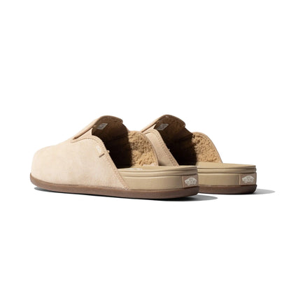 Vans MTE Harbor Mule VR3 in Khaki, rear angled view showing the open heels and lining.