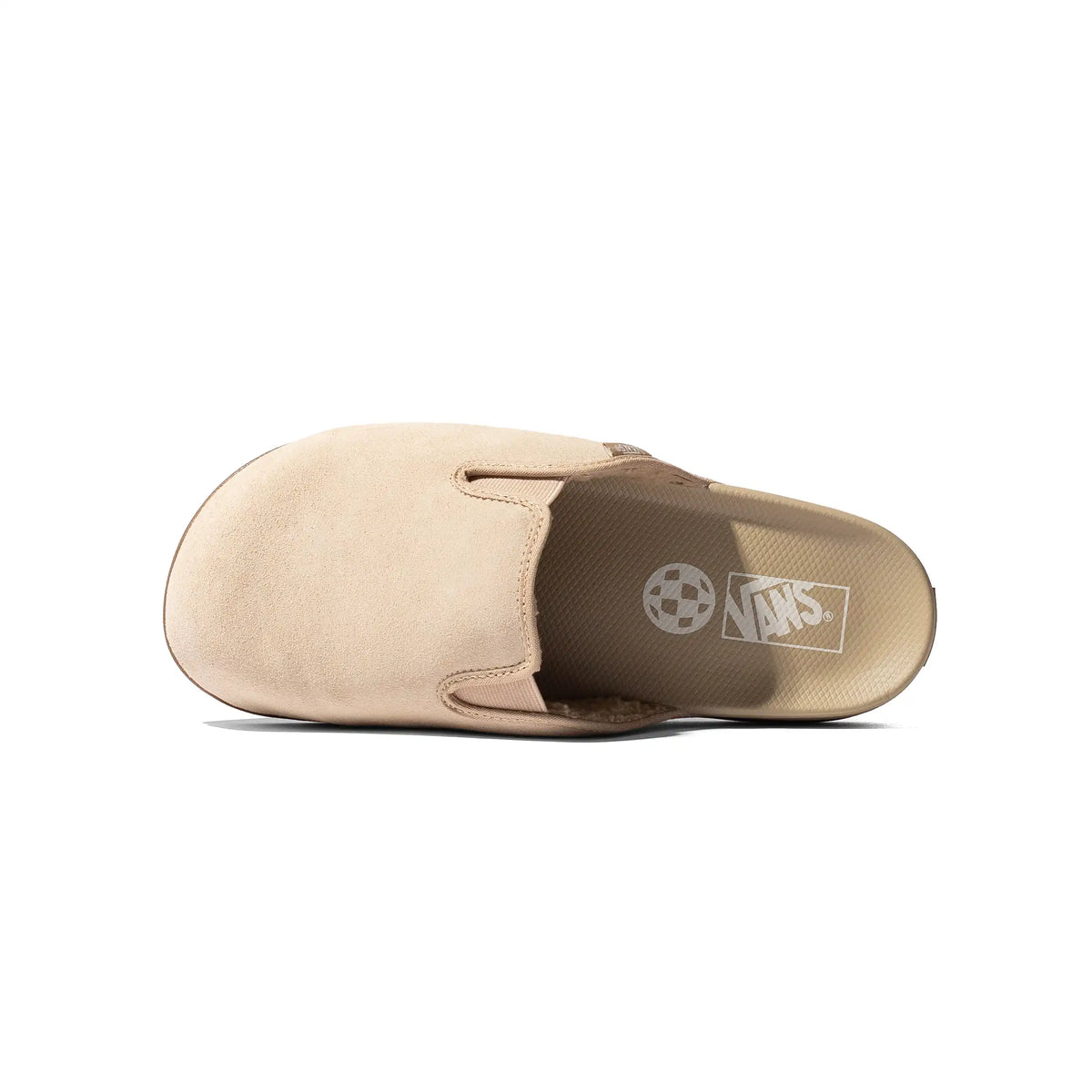 Vans MTE Harbor Mule VR3 in Khaki, top view showing the tan upper and branded footbed.
